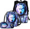 chaqlin Schulranzen-Set für Jungen und Mädchen, 3-teiliges Set + Thermo-Lunchbox + Federmäppchen, Lila Wolf, Kinderrucksack