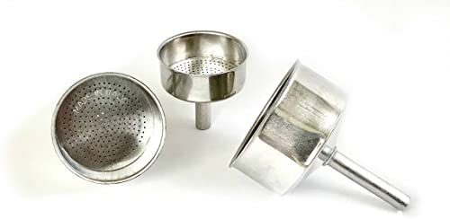 Tredoni Embudo de Aluminio -Reemplazo- Tamaño 6 Tazas Cafetera Espresso de Aluminio Olla Moka- 6,5 cm (6 Tazas)