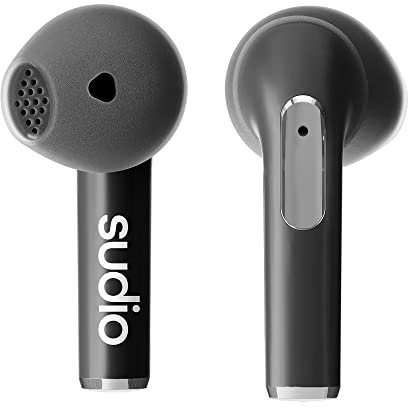 Sudio N2 Midnight Black - True Wireless Bluetooth Open-Ear Earbuds,Multipoint-Verbindung, integriertes Mikrofon für Anrufe, 30 Stunden Akku mit Ladehülle, IPX4 wasserfest, USB-C & kabelloses Laden