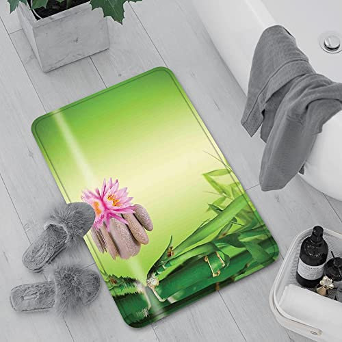 Tapis De Bain Antidérapant,Tapis Salle Bain Moelleux en Microfibre,Spa Decor, Zen Garden, asiatique Zen, contrôle de la fr,Lavable en Machine,Extra Epais Tapis de Douche pour Salle de Bain,60 x 100 cm