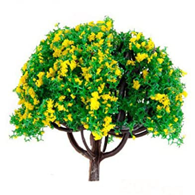 Hoement Landschaftsbaum-Modell-Set 20-teilig Zug-modellbäume 7 cm Höhe Maßstab 1:100 Grüne Zierpflanzen