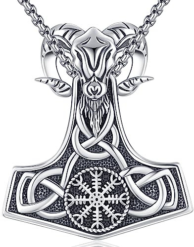 Collier Marteau de Thor Hommes Pendentif Marteau de Thor Argent Sterling 925 Viking Mjolnir Pendentif Viking Amulette Nordique Bijoux pour Hommes