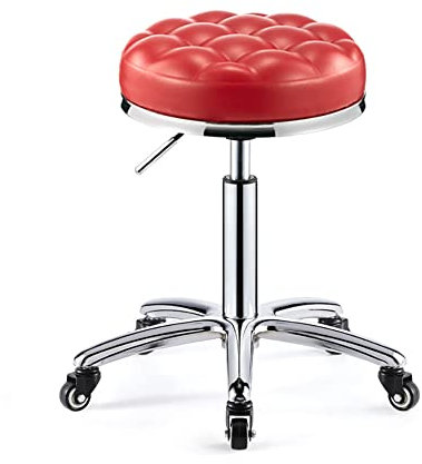 Hocker, Stuhl, Rollhocker mit leichtgängigen Rollen, bequem gepolsterter 360°-Drehsitz, robust, hydraulisch, höhenverstellbar 16,9–22,05 Zoll, für Küche, Salon, Bar, Büro, Messe The New