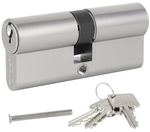 DIDA® 70mm Euro Barrel Lock 35/35 Door Barrel Lock with Key UPVC Door Lock Barrel Profile Lock with 3 Keys Anti-Pick Anti-Bump Anti-Drill Euro Cylinder Lock High Security BS EN 1303:2005 Nickel