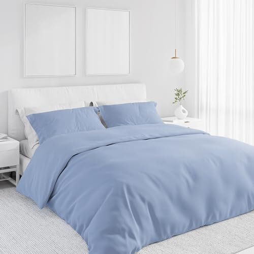 PASSION, Set Copripiumino in Cotone 100%, tinta unita, con federe incluse, sacco per piumino (Singolo 150x200 + 1 Federa, AZZURRO)