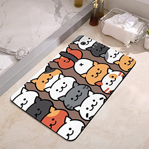 YISUMEI Badezimmerteppich 42x60 cm Badematte Gummisohle Rutschfester Waschbar Absorbierender Badvorleger Schnelltrocknend(Cartoon-Katze)
