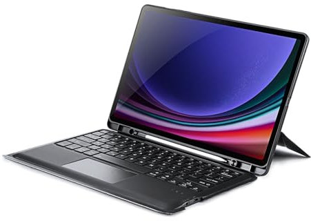 DUX DUCIS Keyboard Case for Samsung Tab S9 FE Plus with Multi-Touch Trackpad and Pencil Holder, 7-color backlit, Removable Magnetic Wireless Folio Cover, Support 4 Stand Positions(black)