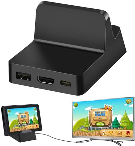 Station d'accueil pour Nizirioo Switch/Switch OLED : station d'accueil portable pour TV, mini commutateur, station de charge avec port HDMI 4K et port USB 3.0