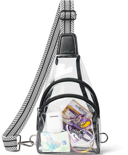 LATMAP Durchsichtige Tasche Brusttasche Damen Herren Klein Clear Bag Stadium Approved Crossbody Bag Damen Transparente Schultertasche für Festival,Konzert