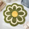 Badezimmerteppich mit Niedlichen Blumen, 60 Cm, Kleiner Runder Teppich, Weiche, Saugfähige Matte, Rutschfeste, Waschbare Fußmatte für Badewanne, Schlafzimmer, Böden, Kinderzimmer, Eingang(Grün)
