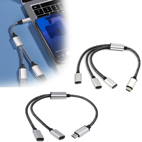 Adaptador USB C a USB C hembra, divisor USB C, adaptador USB C a doble USB C hembra, doble puerto USB C, adaptador dividido de carga USB C para laptop, tablet, teléfono, unidad de disco flash,