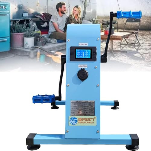 DPLXFPP Tragbarer Fußpedalgenerator, 350 W Hochleistungs-Pedalgenerator, Usb/12 V/48 V/220 V-Kurbelgenerator, Mit Superhellem Licht, Bildschirmanzeigefunktion, Hohe Leistung