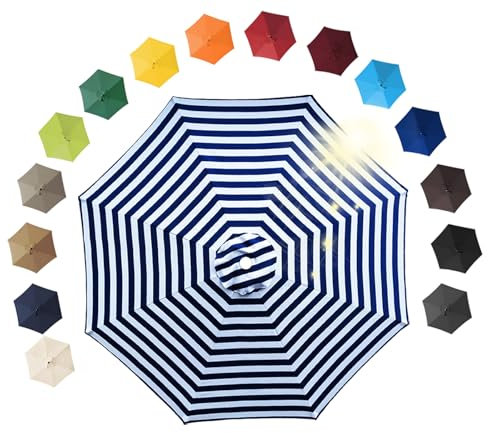 ZXLVCU Garden Umbrella, Umbrella top ventilation, Anti-UV Replacement Parasol Canopy, Market Table Umbrella Canopy (6 ribs-2m(6.5ft),Blue Stripes)