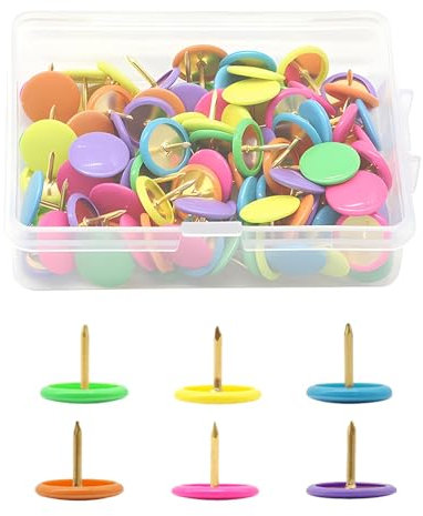 100 Pins for Pinboard - Colourful Push Pins with Round Head, Ideal for Wall Maps and Bullet Boards