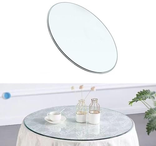 BVDHASDBT Plateau rond en verre transparent de qualité supérieure pour table de salle à manger, table basse, maison, bureau, plateau en verre (44 cm)