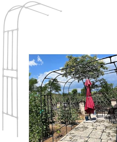 Enrejado de metal blanco para jardín para plantas trepadoras, resistente al aire libre, medio redondo, arco, pérgola, 60 x 240 x 40 cm