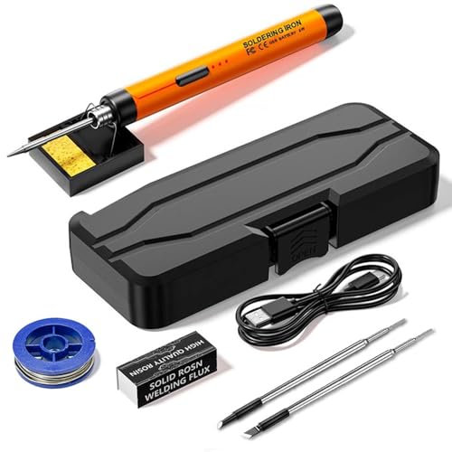 DAJILI Portable USB Soldering Iron Kit with 3 Soldering Tips, 8W 800mAh Rechargeable Welding Kit Supporting 3 Gear Adjustment 300-450℃, Ideal for Repairs