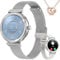 Smartwatch Damen Uhr Armbanduhr Fitnessuhr: Smartwatch Damen mit Halskette Geschenk 1,27 Rund Touch Silber Menstruationszyklus Schrittzähler Blutdruck Wasserdicht Sport Telefonfunktion Android iOS