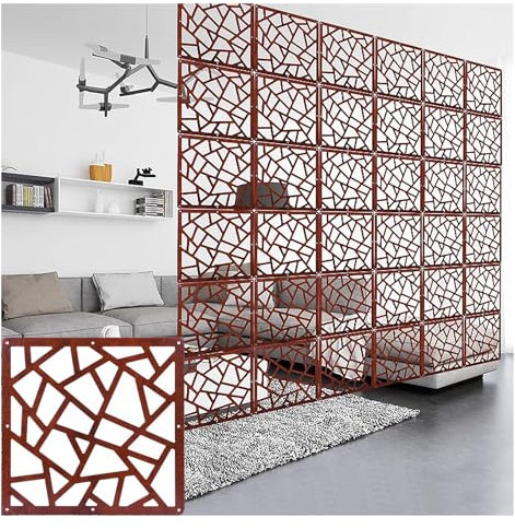 Wohnzimmer-Raumteiler, Dekor, rot, Holz-Kunststoff, Deckenaufhängung, Raumtrenner, DIY-Dekoration, Innen-Trennwand, 12 Stück, 24 Stück, kommerzielles Zuhause, rot/stil-b-15 Stück (39 x 39 cm)