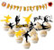 Kungfu Geburtstag Deko Kung Fu HAPPY BIRTHDAY Banner 24 Stk. Taiji Symbol Cake Toppers Yin Yang Kuchendeko Geburtstagsparty Dekoration