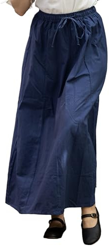 Leonardo Carbone® Damen Rock Dana | Elastischer Bund | Verstellbarer Kordelzug | Karneval, Halloween, Cosplay, LARP, Mittelalterrock, Kostüm, Gewand | Baumwolle Blau L/XL
