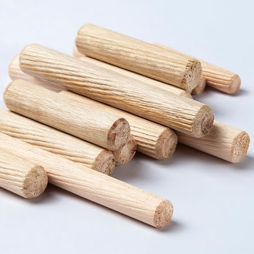 COYOUCO 100er Pack Holzdübel 10 mm Durchmesser geriffelte Holzdübel Stangen Hartholz Handwerk Dübel Stifte,40mm
