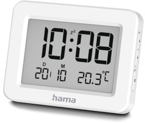 Hama I Reloj Despertador Digital (KOS, Reloj sobremesa, Alarma, Sensor táctil, Pilas) Blanco