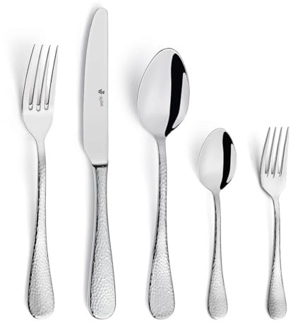 PW Paul Wirths MONDO Besteckset 30-teilig | Hammerschlag Besteck für 6 Personen| Edelstahl 18/10 hochglanzpoliert | Spülmaschinenfest