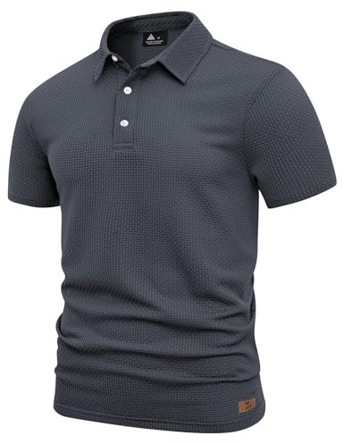 JACKETOWN Mens Polo Shirts Short Sleeve Lightweight Breathable Golf Polo Shirt for Men Adult Summer Tennis T Shirts,Grey,3XL