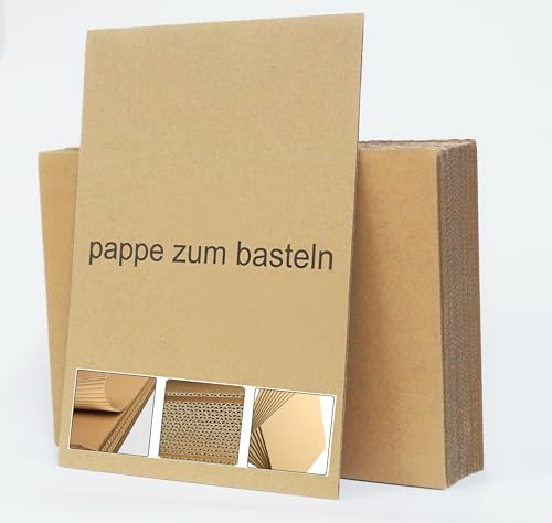 18 Stück A3 Wellpappbögen,dicker Kraftkarton für Heimwerker,Wellpappe Bastelpapier – Hochwertige Pappe für DIY-Projekte, Basteln & Verpacken – Stabil,