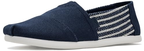 TOMS Alpargata Classic Loafer für Herren, flach, Marineblau, nautisch gestreift, Größe 45