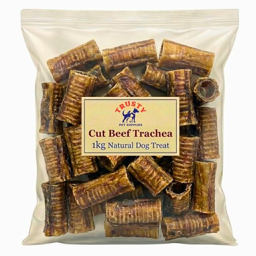 Cut Beef Trachea Rings for Dogs 1kg | Buffalo Natural Dog Treat | Natural Source of Glucosamine Supporting Joint Aid | Long Lasting Hypoallergenic Dental Chew | By Trusty Pet Supplies