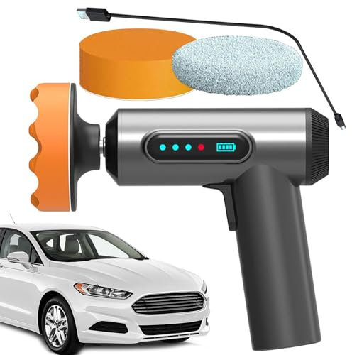 Kit de polissage sans fil pour voiture - Avec polissage de voiture à vitesse variable - 12000 tr/min - Tampon de véhicule électrique - Polisseuse de voiture avec 2 batteries 21 V 2,0 Ah - Polisseuse