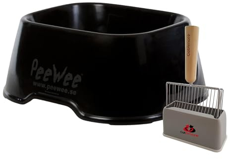 PeeWee [Bundle] EcoClassic schwarz + CatAmore Katzenstreuschaufel XXL Metall mit Halterung