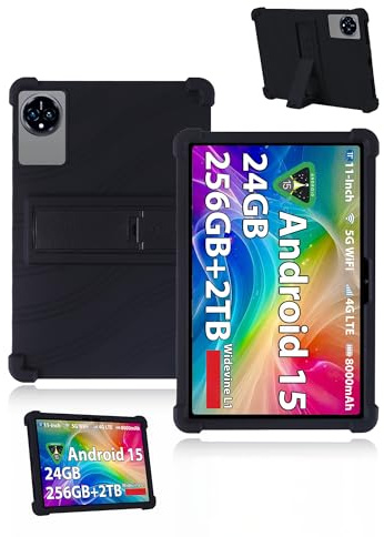 Cover per XGODY Q17 Tablet 11 Pollici 2025 Yystao Bambini Morbido Silicone Tablet Cover Compatibile con XGODY Tablet Q17, Supporto Regolabile (Nero)