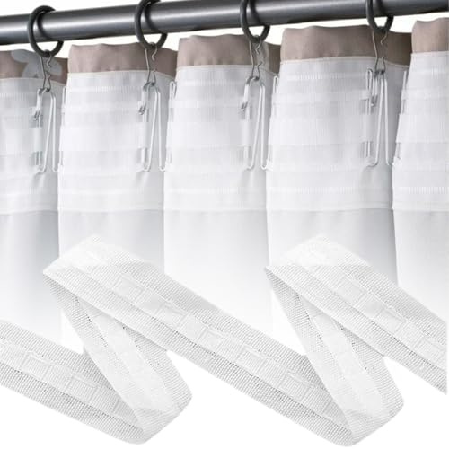 Gardinenband zum Aufnähen, 30 m x 2,5 cm Vorhangband zum Aufnähen, Gardinenband, Kräuselband Gardinen, Gardinen Überschrift Band, Vorhang Faltenband, Kräuselband für Schlafzimmer, Büro, Hotel