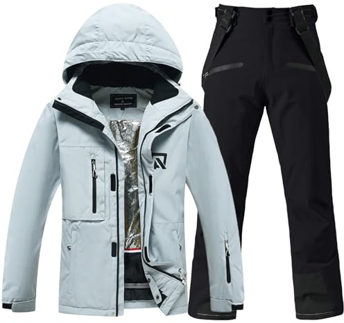 Damen Schneeanzug Damen Skijacke & Skihose Set mit Abnehmbare Kapuzen