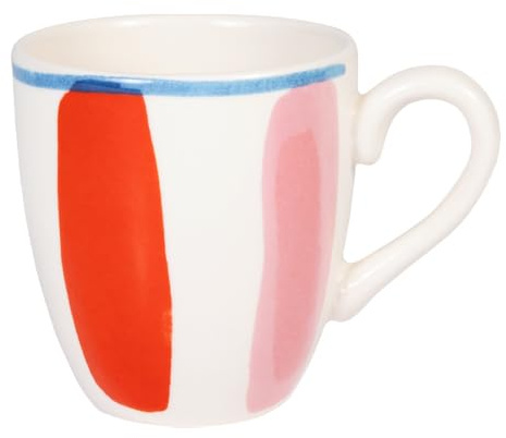 Blond Amsterdam Mini-Becher Streifen Rosa Rot, 200ml | Keramik, Streifen Design, Für Espresso & Tee, Mikrowellengeeignet, Handwäsche empfohlen