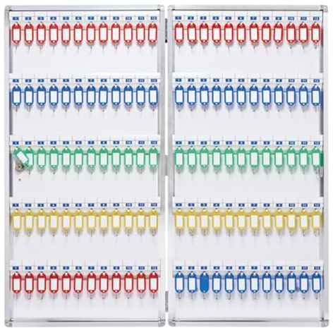 FBHappiness Wall-Mounted Key Cabinet -Aluminum Alloy 96-Keywith Safety Lock for Office Classroom Gym - Includes Key Tags for Secure Storage & Easy Access