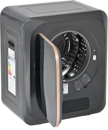 ECLIVON Secadora de Evacuación 4 kg con Pantalla LED, 6 Programas, Negro | Para Piso Casa, Carga Frontal Secadora de Ropa 850 W, Montable en la Pared Secadora de Ropa con Tambor Inox, 57,5x48x40 cm