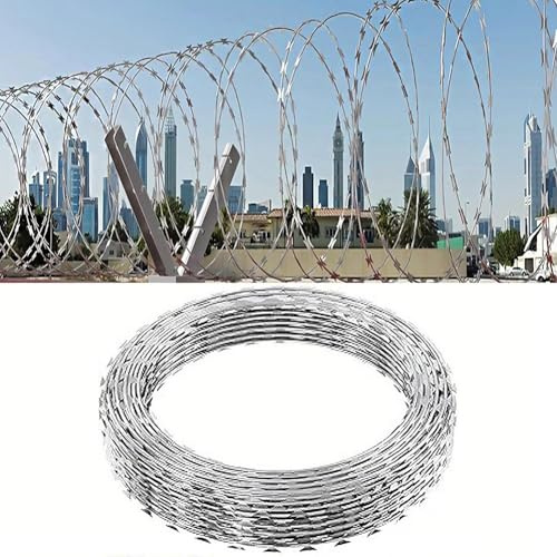 GZHERVICES Edelstahl-Stacheldrahtzaun, Spiraldrahtzaun Für Gärten, Kletterschutzzaun, Abgrenzung Und Schutz Vor Diebstahl Und Überklettern(90cm)
