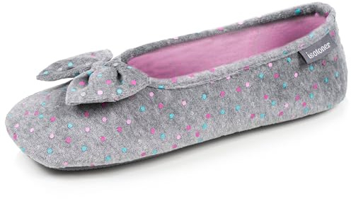 Isotoner Chaussons Ballerines femme confort à mémoire de forme 41/42 pois gris
