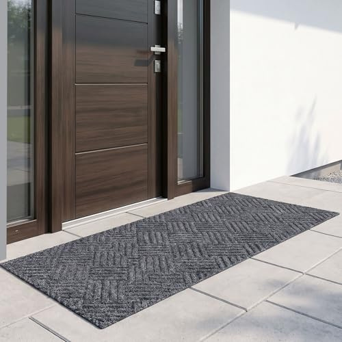twirush Outdoor Door Mat 40x120 cm Non Slip Front Door Mats, Rubber Backed Floor Mats, Dirt Trapper Door Mats Indoor, Washable Absorbent Indoor Entrance Door Mat for Front Door Patio Balcony Garden