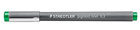 STAEDTLER Pigment Liner 308 Fineliner – Grün, 10 Stück, 0,3 mm | Dokumentenecht, wasserfest, lichtbeständig – Skizzieren & Zeichnen – Art.-Nr. 308 03-5