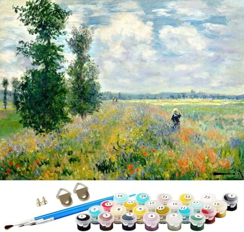 WOWDECOR Paint by Numbers Kits for Adults Kids, DIY Number Painting - Monet Tea Tree Flowers 40 x 50 cm - New Stamped Canvas (Framed)