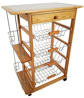 Mueble Gestion Verdulero Frutero, Carro de Cocina con Ruedas en Color Miel 57x37x82 Oporto 5