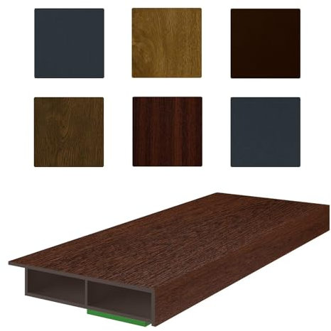 NOBILY Fenster/PVC Deckleiste Flachleiste Fensterleiste 50mm Breite x 7mm Höhe mit Überstand für Wandabschluss inkl. Schaumklebeband farbig - Länge 1950mm - Farbe Nussbaum