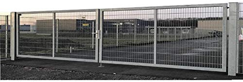 Doppelflügeltor Gartentor Industrietor Matten-Tor Einbaubreite 600cm x Höhe 140cm Einfahrtstor für Industrie mit besonders stabilem Rahmen 100 x 40mm / Pfosten 100 x 100mm