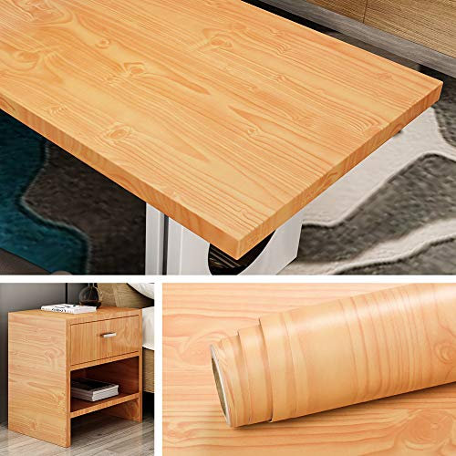 Livelynine 40CMX5M Carta Adesiva per Mobili Ciliegio Carta da Parati Adesiva Effetto Legno Pellicola Adesiva per Mobili Mobiletto Tavolo Scrivania Piano Top Cucina Laminato Rivestimento Mobili Adesivo
