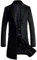 FTCayanz Uomo Cappotto Lungo Doppiopetto Trench Giacca Sottile Parka Invernale Cappotti di Lana Nero M